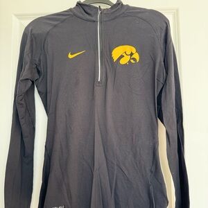 Nike Black and Gold Fitted 1/4 Zip Iowa Hawkeye Long Sleeve